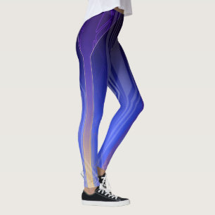 Holographic Ocean Blue Sci-Fi Panel Leggings