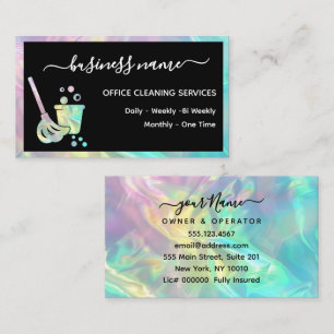 Holographic Office Cleaning Service Business Card