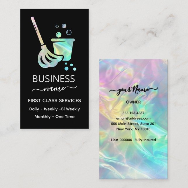 Holographic OFFICE Cleaning Service Calling Card (Front/Back)