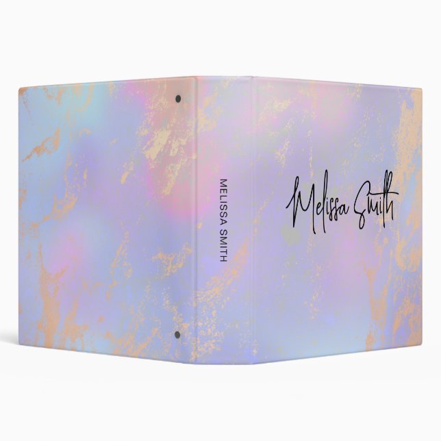 Holographic Opal Elegant Blush Rose Gold Binder (Background)