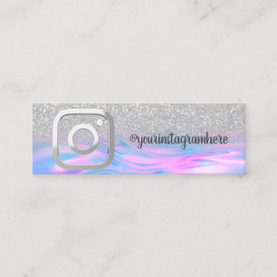 Holographic Opal Silver Bokeh Instagram Mini Business Card