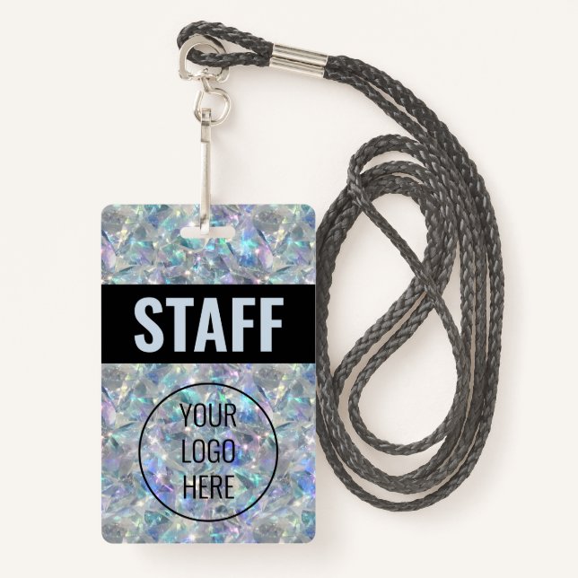 Holographic Opal Stone Background Badge (Front with Lanyard)