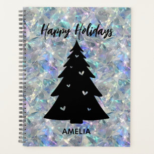 Holographic Opal Stone Background Holidays Name Planner