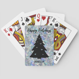 Holographic Opal Stone Background Holidays Name Playing Cards