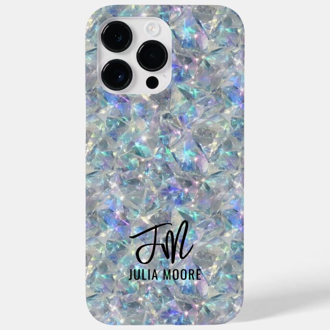 Holographic Opal Stone Background Monogram Case-Mate iPhone Case (Back)