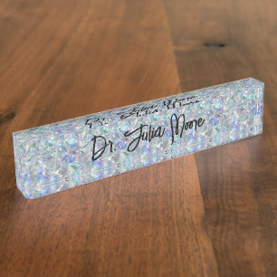Holographic Opal Stone Background Name Nameplate