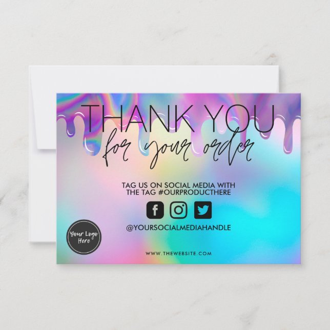 Holographic Pastel Drip Thank you Media Insert (Front)
