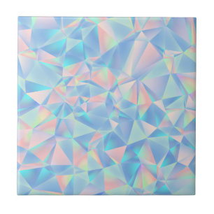 Holographic Pastel Low-Poly Geometric Crystal Tile
