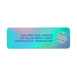 Holographic Pastels   Monogram Return Address