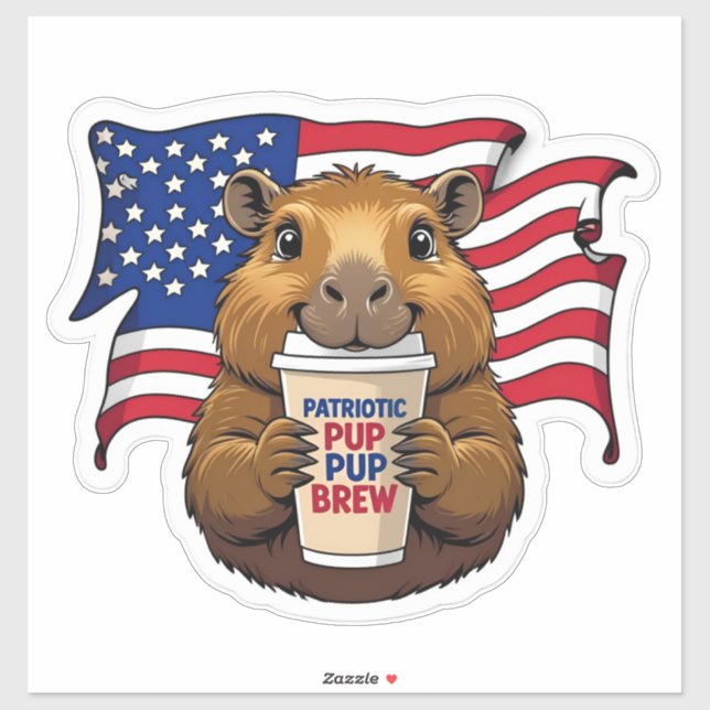 Holographic Patriotic Capybara Sticker (Sheet)