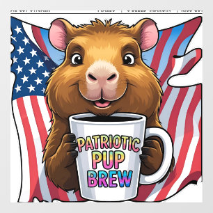 Holographic 'Patriotic Pup Brew' Barista Decal