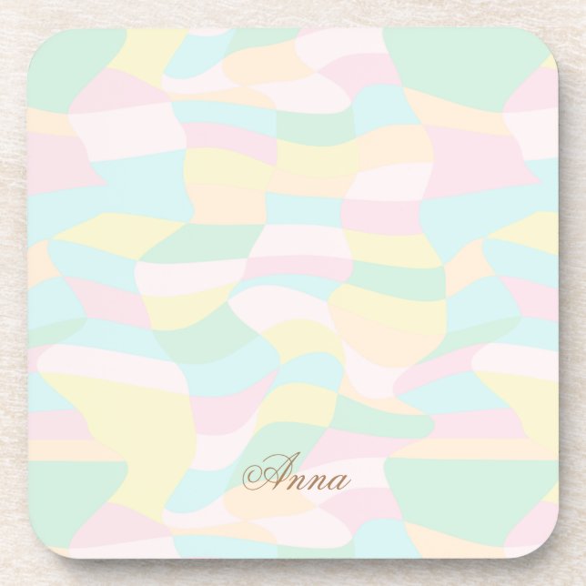 Holographic Pattern Custom Name  Coaster (Front)