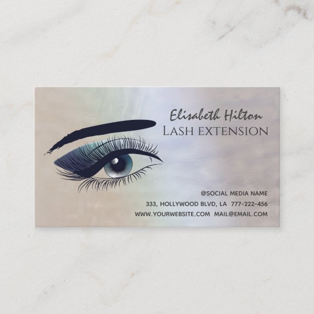 Holographic pearl alluring makeup eye  after care business card (Front)