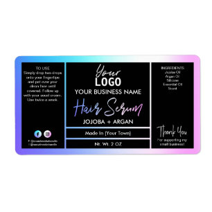 Holographic Pink And Blue Hair Serum Labels