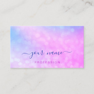 Holographic Pink Blue Professional Abstract Make-u Business Card