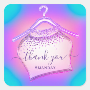 Holographic Pink Fashion Blogger Closet Shop Glam Square Sticker
