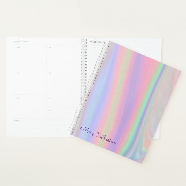 Holographic pink homework planner (Display)