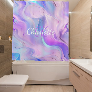 Holographic pink purple monogram initials name