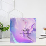 Holographic pink purple monogram initials name binder<br><div class="desc">A holographic background in pink,  purple and blue. Personalize and add your first name,  monogram initials,  letters and full name. 
Spine: add a text.</div>