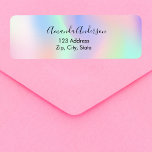 Holographic pink purple script return address<br><div class="desc">A trendy holographic background with unicorn colours and rainbow colours in pink,  purple,  mint green. Personalize and add your name and address. Perfect for a bridal shower,  baby shower or birthday party invitations.</div>