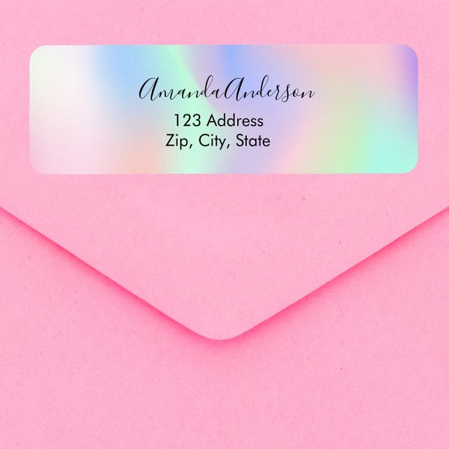 Holographic pink purple script return address (Creator Uploaded)