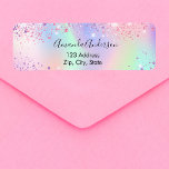 Holographic pink purple sparkles return address<br><div class="desc">A trendy holographic background with unicorn colours and rainbow colours in pink,  purple,  mint green. Decorated with sparkles in pink and purple. Personalize and add your name and address. Perfect for a bridal shower,  baby shower or birthday party invitations.</div>