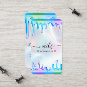 Holographic Polish Drips Nails Beauty Calling Card
