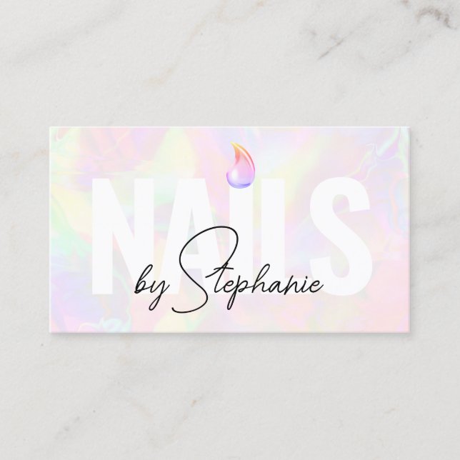 Holographic Polish Nail Artist QR Code Pink Beauty Calling Card (Front)