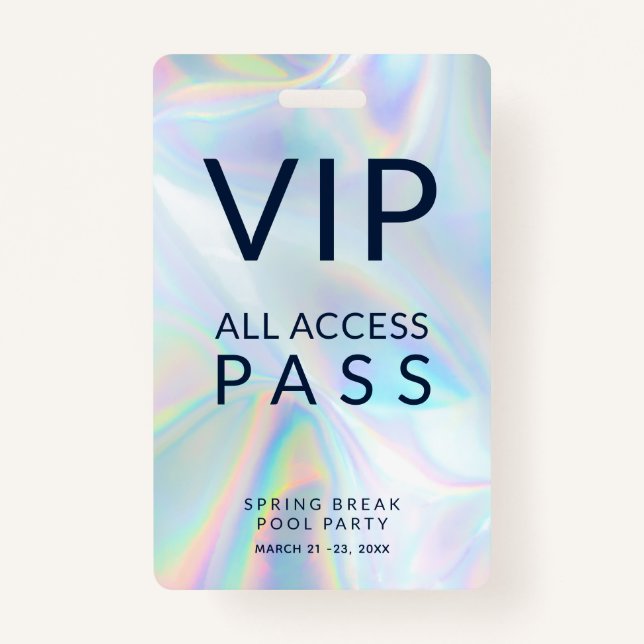 Holographic Pool Party VIP All Access Pass Event Badge (Front)