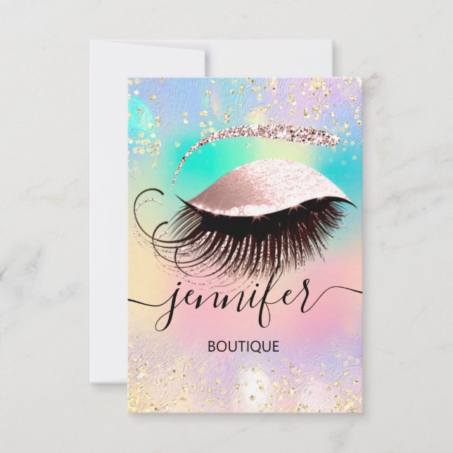 Holographic Professional Eyelash Confetti Makeup Invitation (Front)