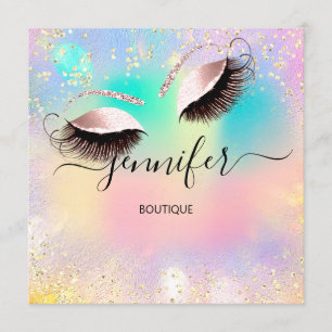 Holographic Professional Eyelash Confetti Unicorn Invitation