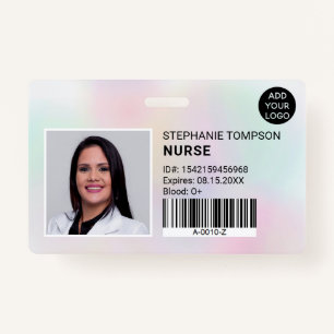 Holographic professional nurse photo logo code badge