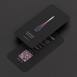 Holographic Purple Pink Whisk Modern Baker Business Card