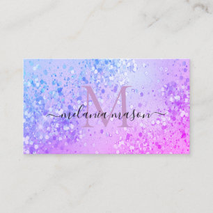 Holographic Purple Shiny Glitter Makeup Artist Business Card