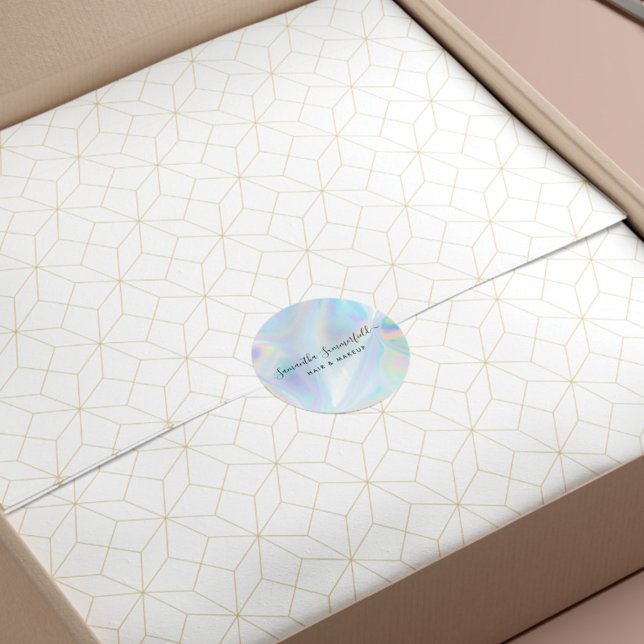 Holographic QR Code Beautician Salon Handmade Classic Round Sticker (Holographic Business Owner Sticker)