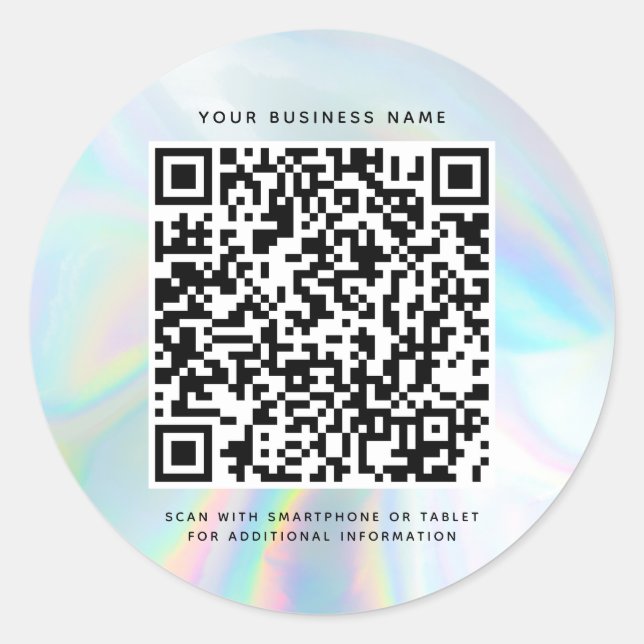 Holographic QR Code Business Custom Classic Round Sticker (Front)