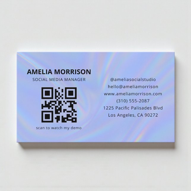 Holographic QR Code Minimalist Professional Business Card (Creator Uploaded)