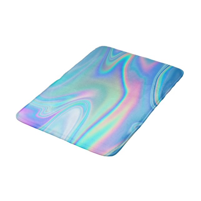 Holographic Rainbow Abstract Bath Mat (Angled)