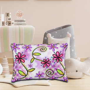 Holographic Rainbow Floral Collage Accent Pillow