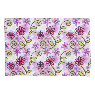 Holographic Rainbow Floral Collage Pillowcase