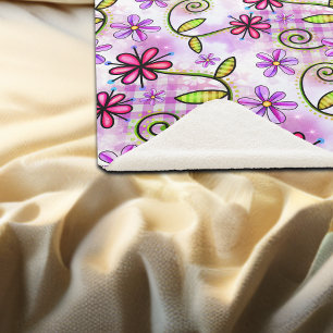 Holographic Rainbow Floral Collage Sherpa Blanket