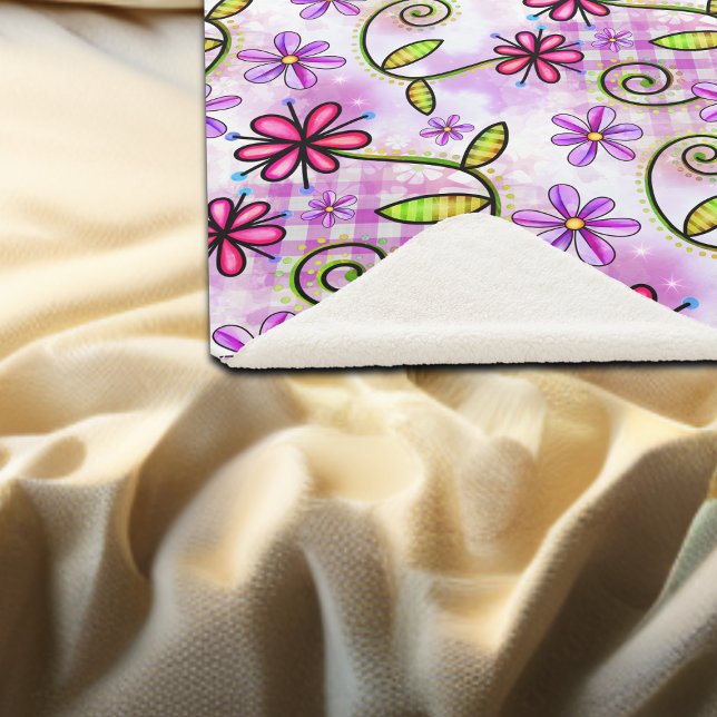 Holographic Rainbow Floral Collage Sherpa Blanket (Creator Uploaded)