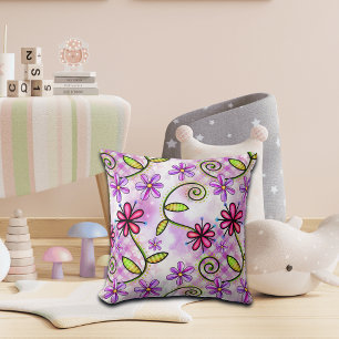 Holographic Rainbow Floral Collage Throw Pillow