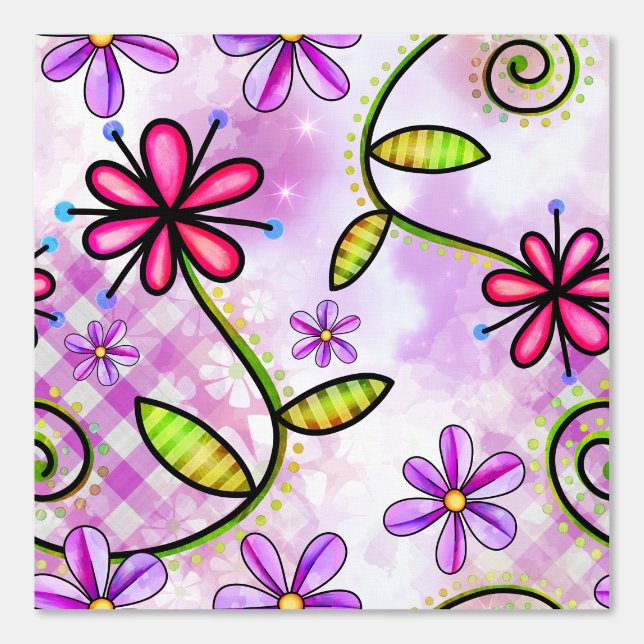 Holographic Rainbow Floral Collage Wallpaper (Front)