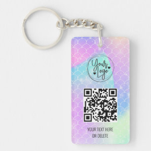 Holographic Rainbow Mermaid QR Code Logo Business