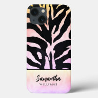 Holographic Rainbow Zebra Print Personalized 