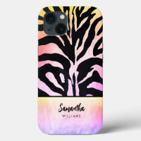 Holographic Rainbow Zebra Print Personalized