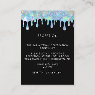 Holographic Reception Details Bar or Bat Mitzvah Enclosure Card
