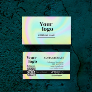Holographic Scan To Connect Modern Bold Instagram  Business Card