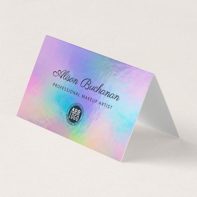 Holographic Script Modern Business Owner Business  Card (Front)